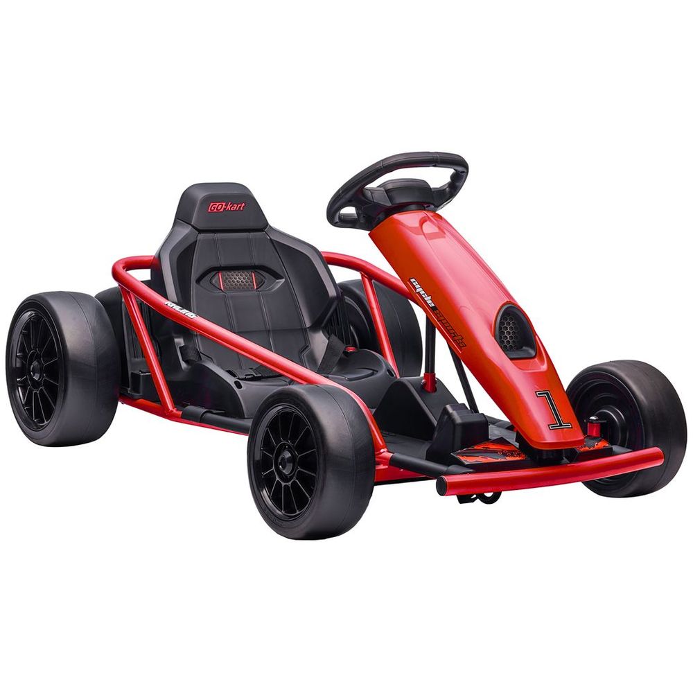 HOMCOM 24V Electric Go Kart for Kids with Music, Horn Honking, Slow Start - anydaydirect