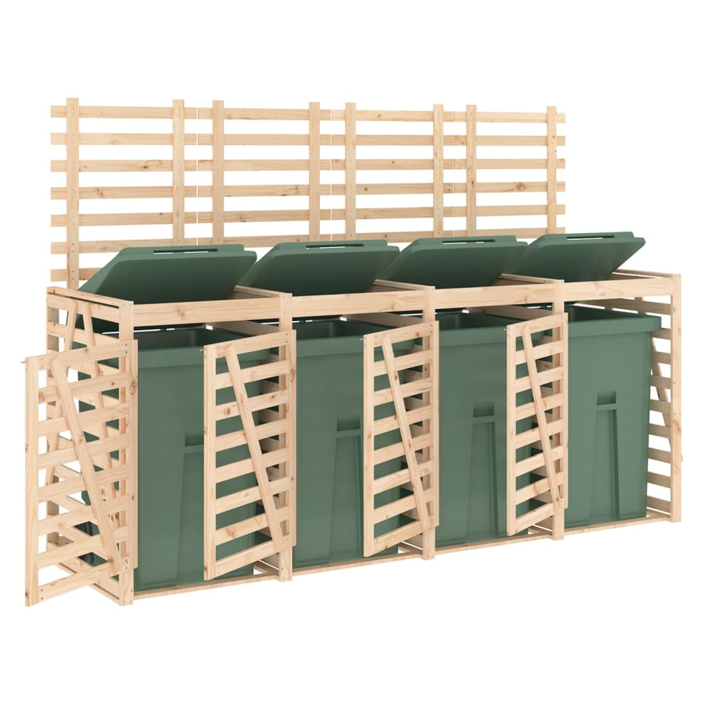 vidaXL Quadruple Wheelie Bin Storage Solid Wood Pine - anydaydirect