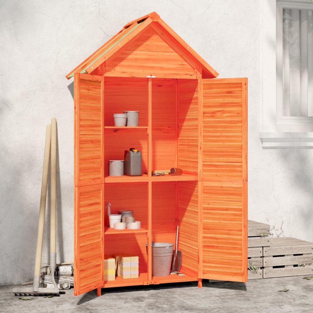 Solid Pine Garden Tool Shed - Brown, 89x52.5x175 cm, vidaXL - anydaydirect