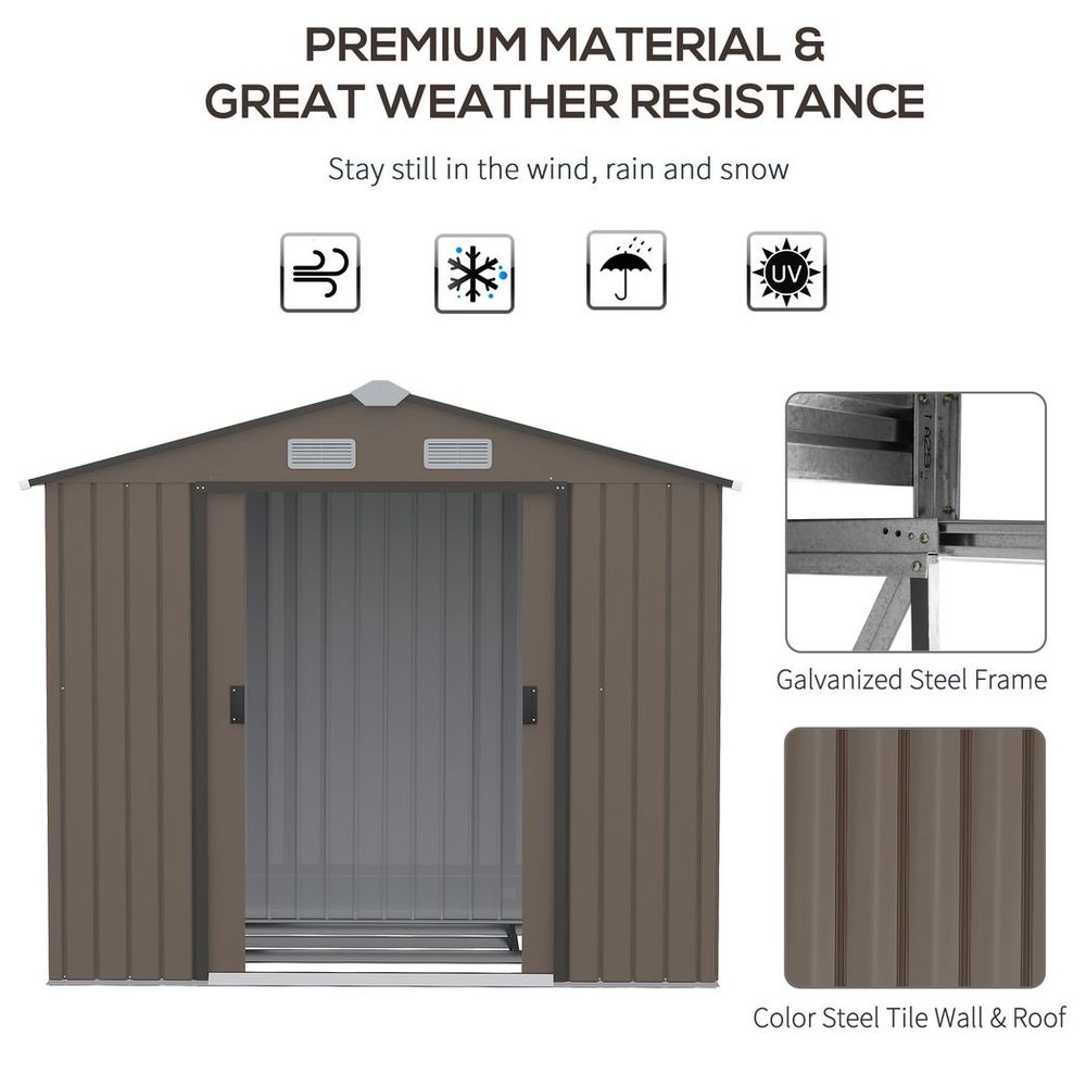 Large Garden Shed w/ Locking Door, Vent - Outsunny Brown - anydaydirect