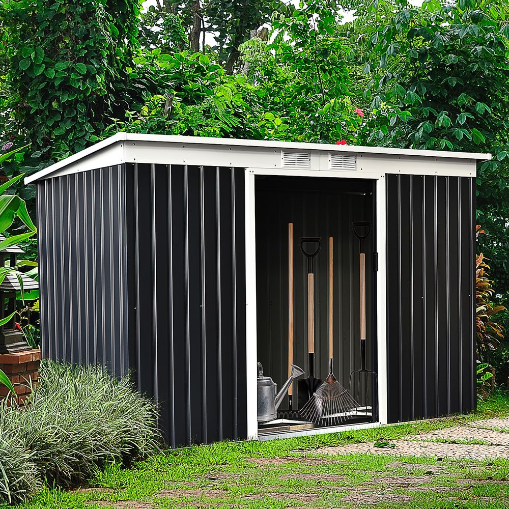 Outsunny 9x4FT Metal Garden Storage Shed with Double Doors - anydaydirect