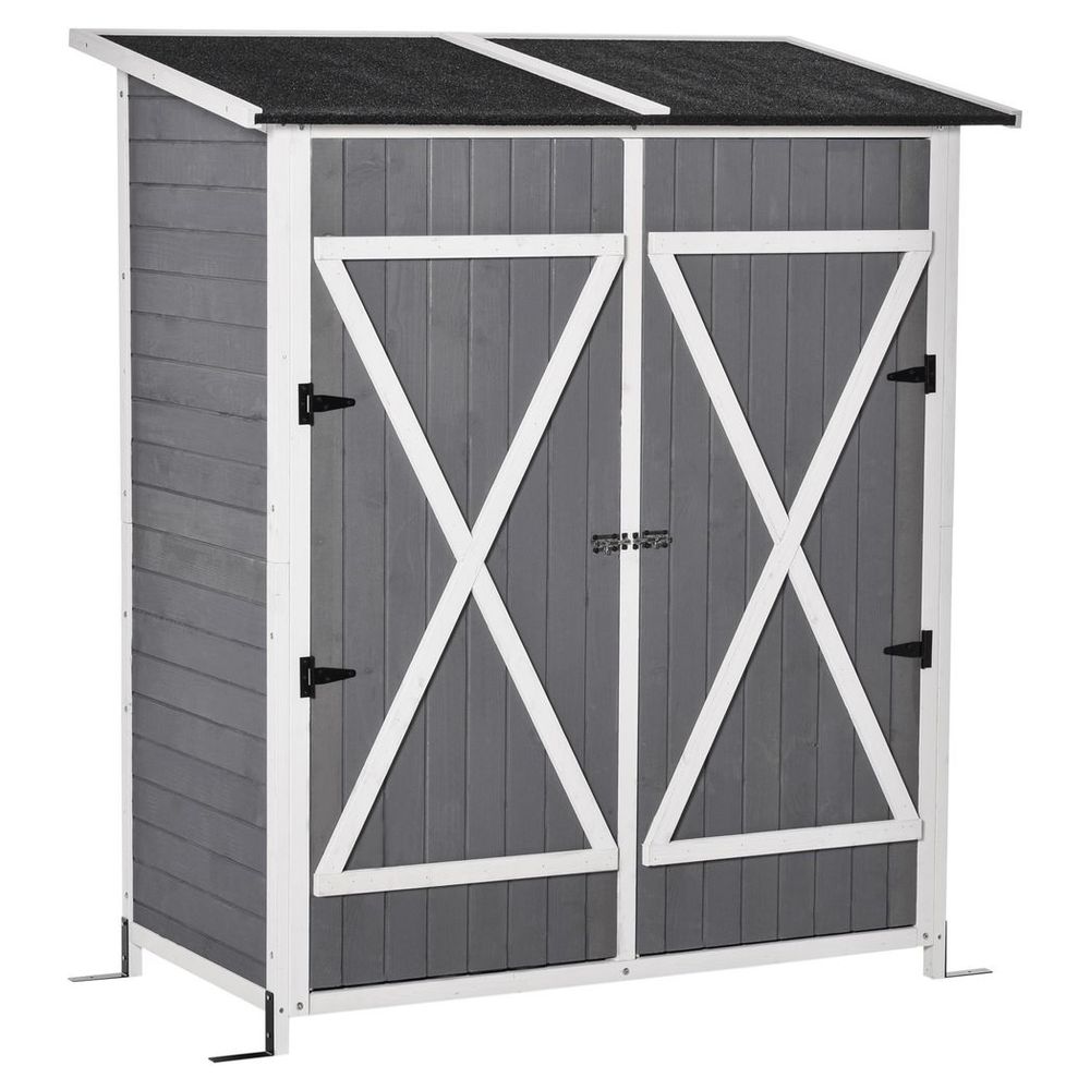 Compact Garden Storage Shed with Removable Table, Dark Grey - anydaydirect