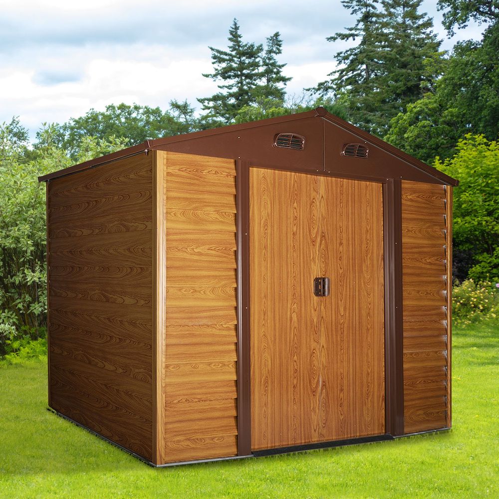 9.1x6.4ft Metal Garden Shed with Ventilation and Foundation - anydaydirect