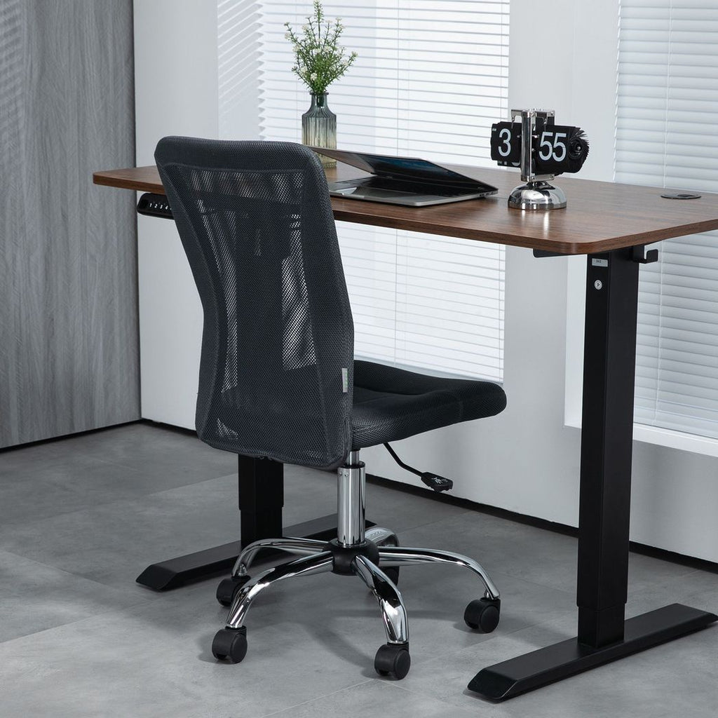 Vinsetto Armless Office Chair with Adjustable Height Mesh Back Wheels Dark Grey - anydaydirect