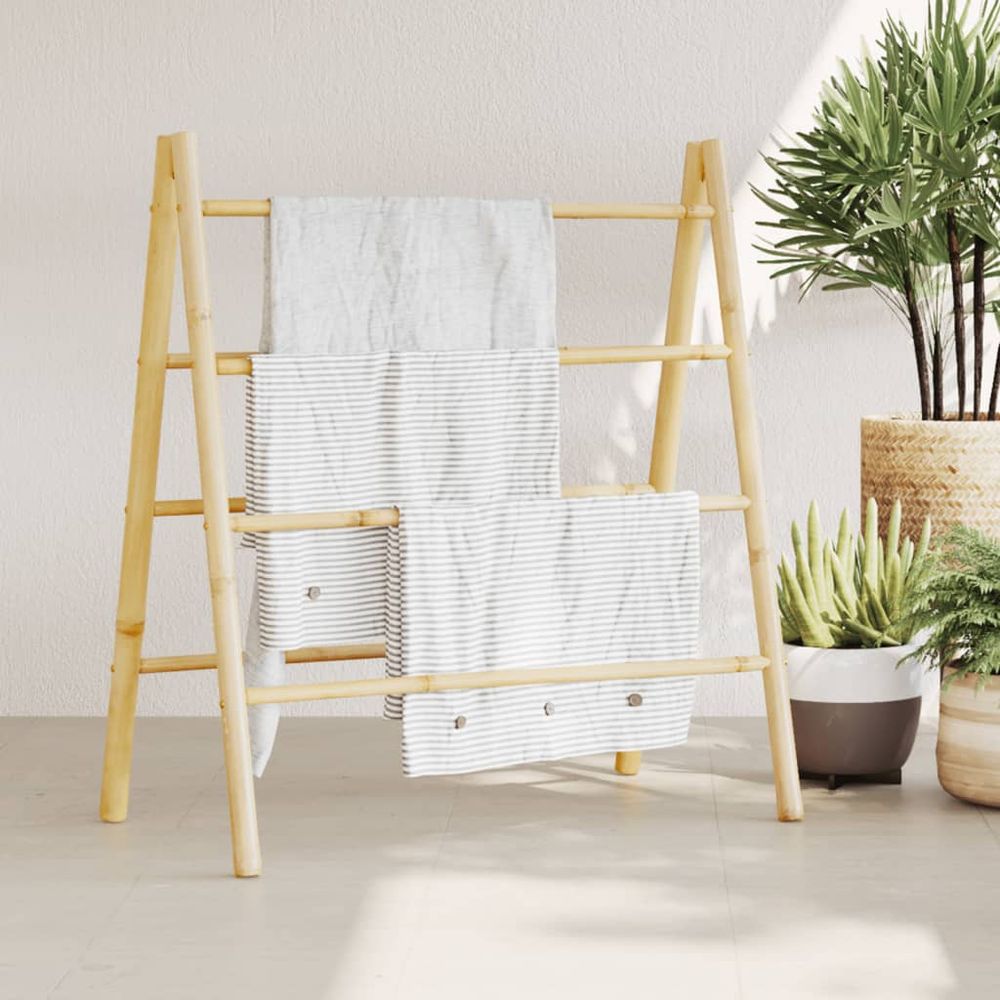 vidaXL Double Towel Ladder with 4 Rungs 90x50x100 cm Bamboo - anydaydirect