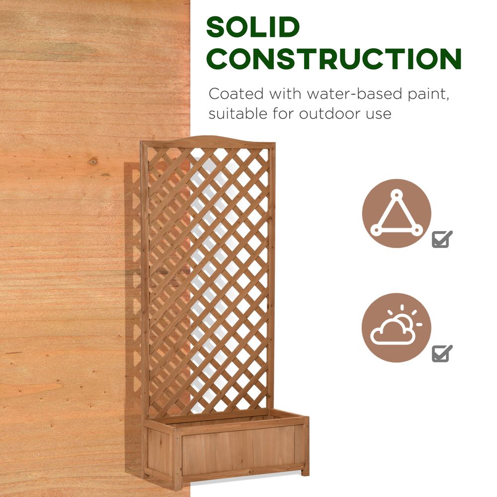 Garden Wooden Planter Box with Trellis 76x36x170cm, Brown Bed - anydaydirect