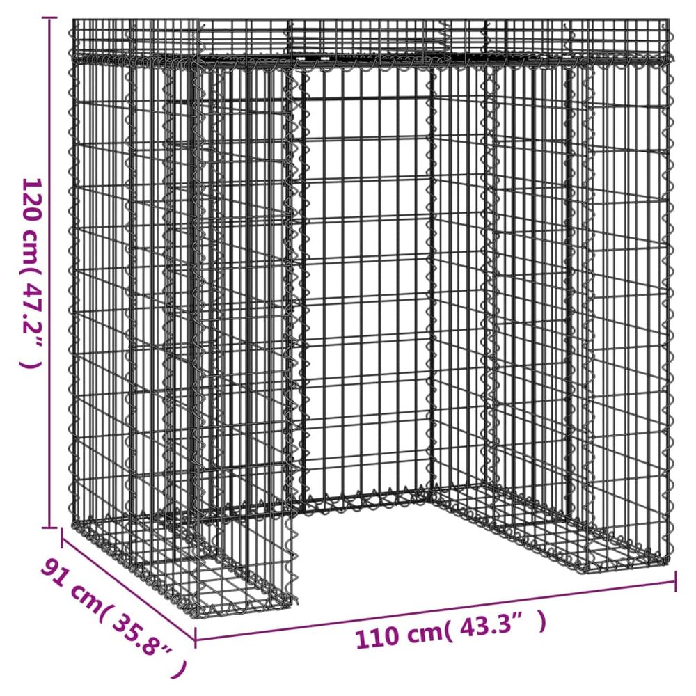 Gabion Wall for Triple Garbage Wheelie Bin Galvanised Iron - anydaydirect