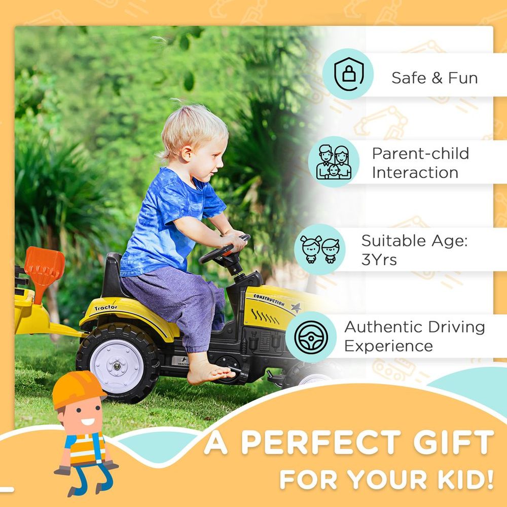 HOMCOM Pedal Go Kart Ride on Tractor with Shovel & Rake Four Wheels Child Toy - anydaydirect