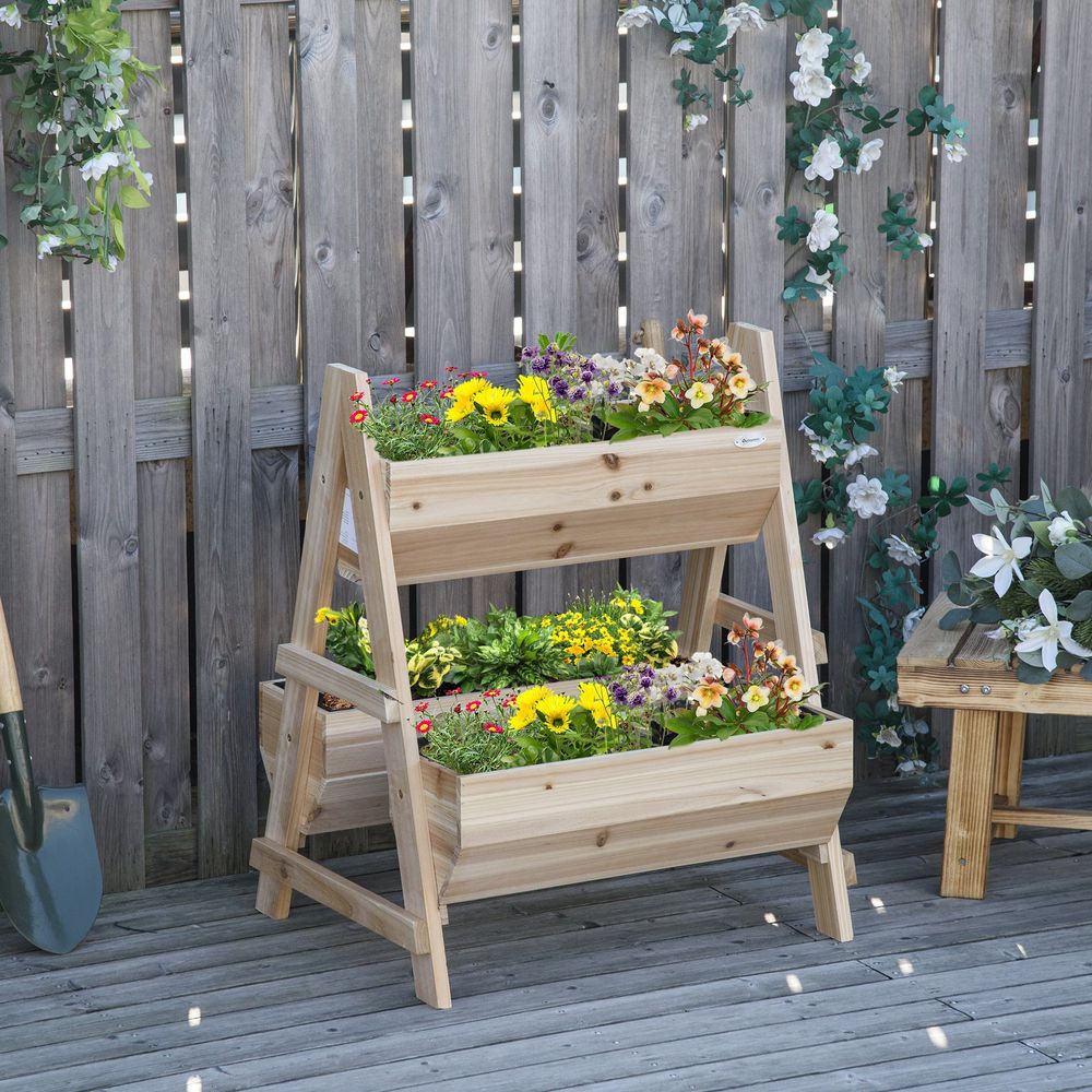 Wood Raised Garden Bed Planter Box with Stand - anydaydirect