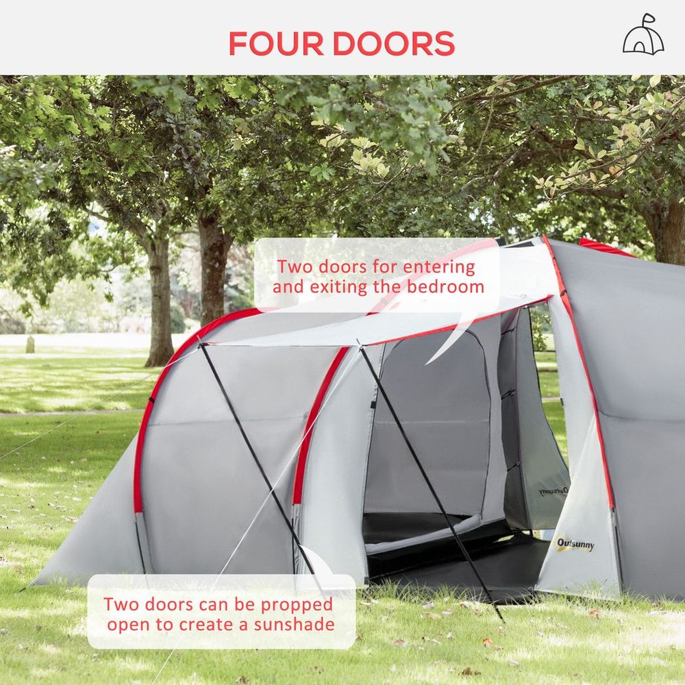 4-6 Person Camping Tent with 2 Bedroom, Living Area and Vestibule - anydaydirect