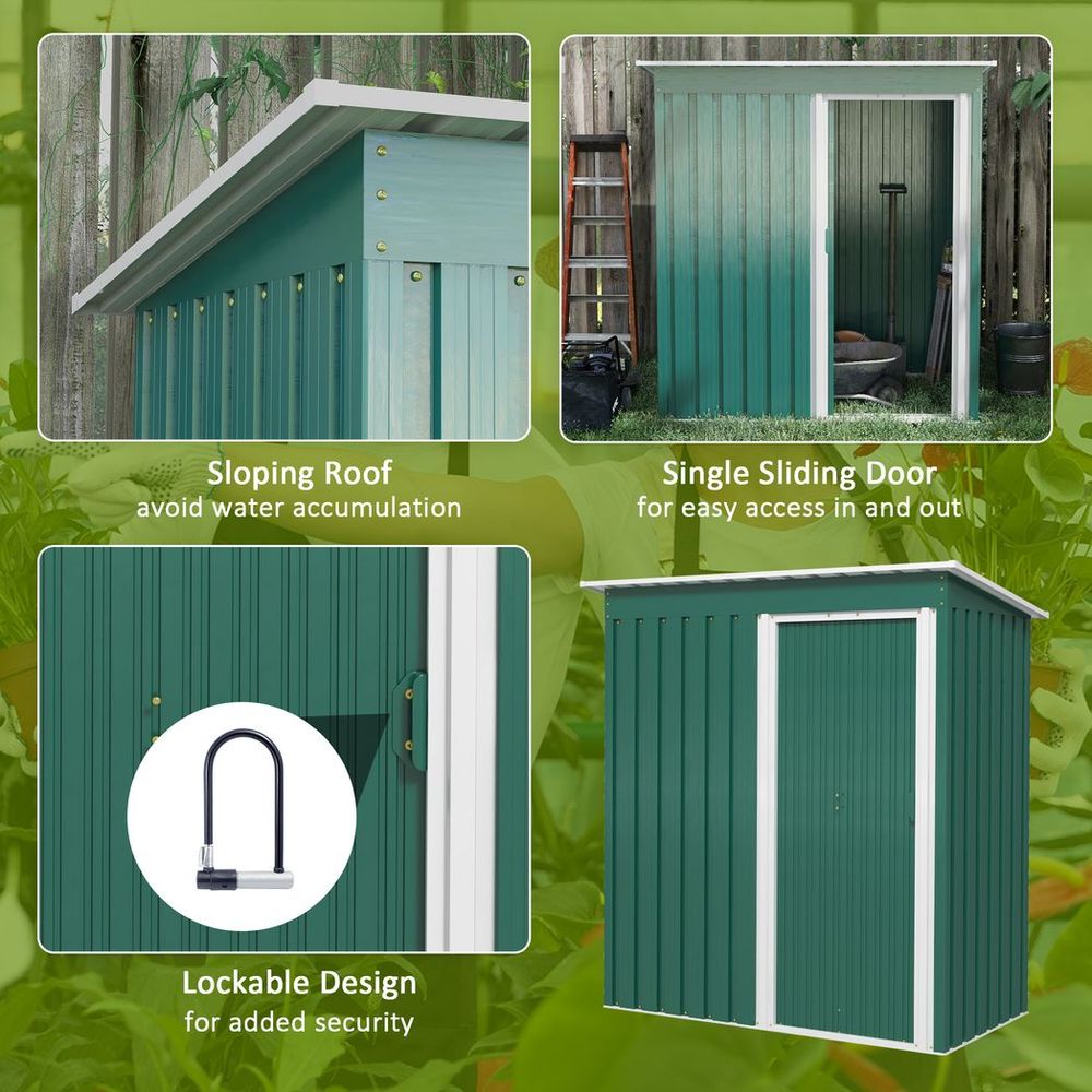 Outsunny 5x3ft Garden Metal Storage Shed with Sliding Door - anydaydirect