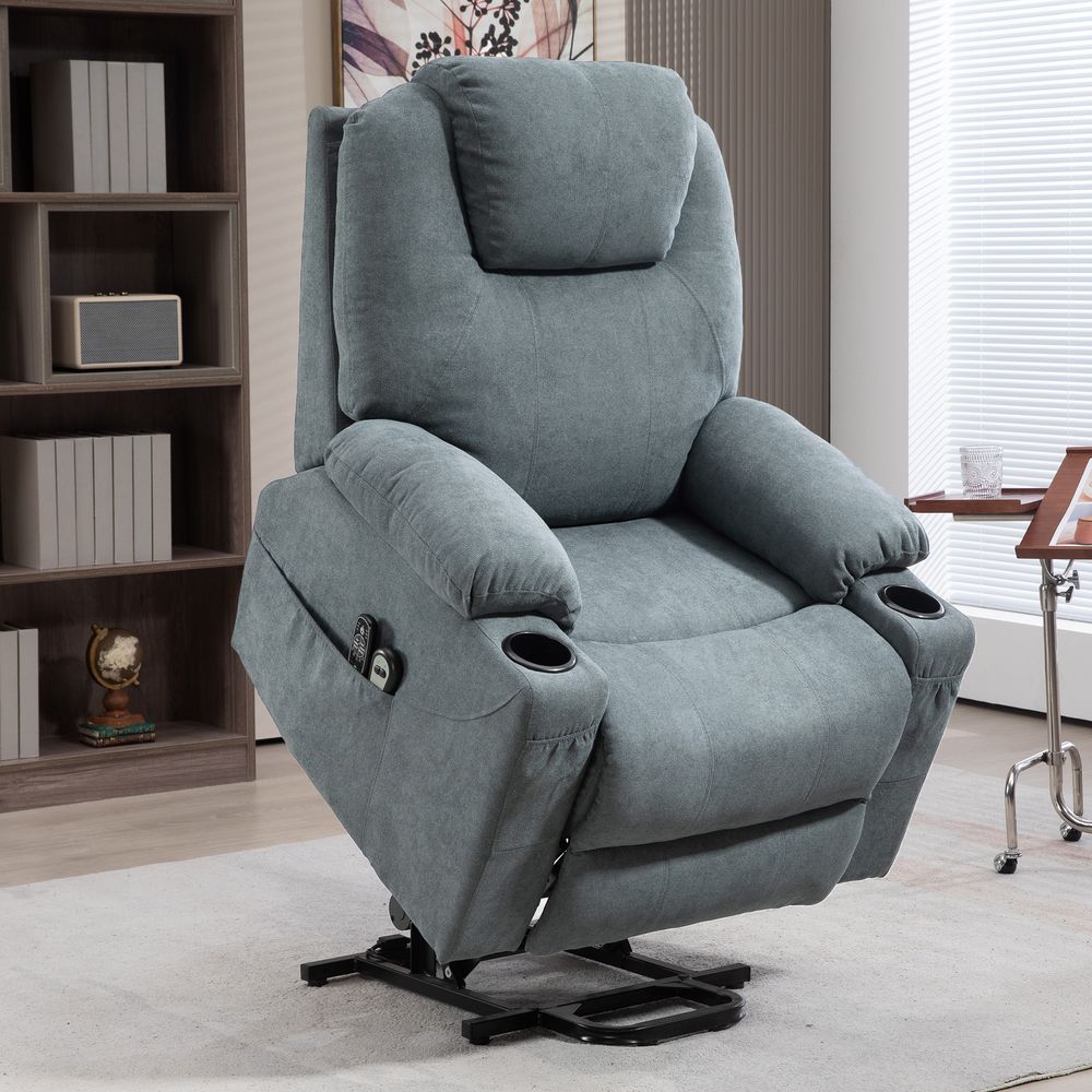 HOMCOM Lift Chair with Vibration Massage, Heat, Easy Assembly, Grey - anydaydirect