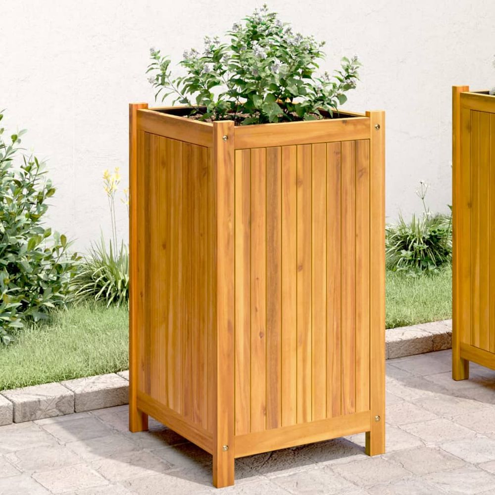 vidaXL Garden Planter with Liner 31x31x30 cm Solid Wood Acacia - anydaydirect