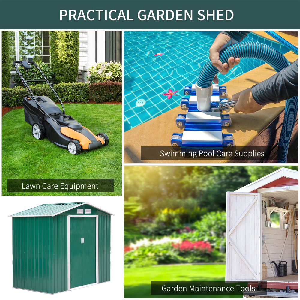 Metal Garden Shed with Locking Doors and Floor Foundation - anydaydirect