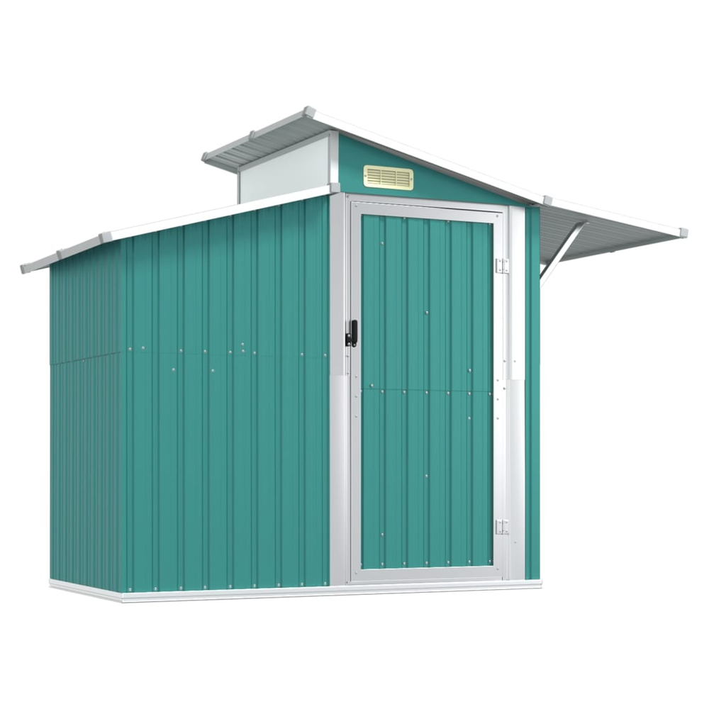 Durable Green Galvanised Steel Garden Shed 270x130x208.5 cm - anydaydirect