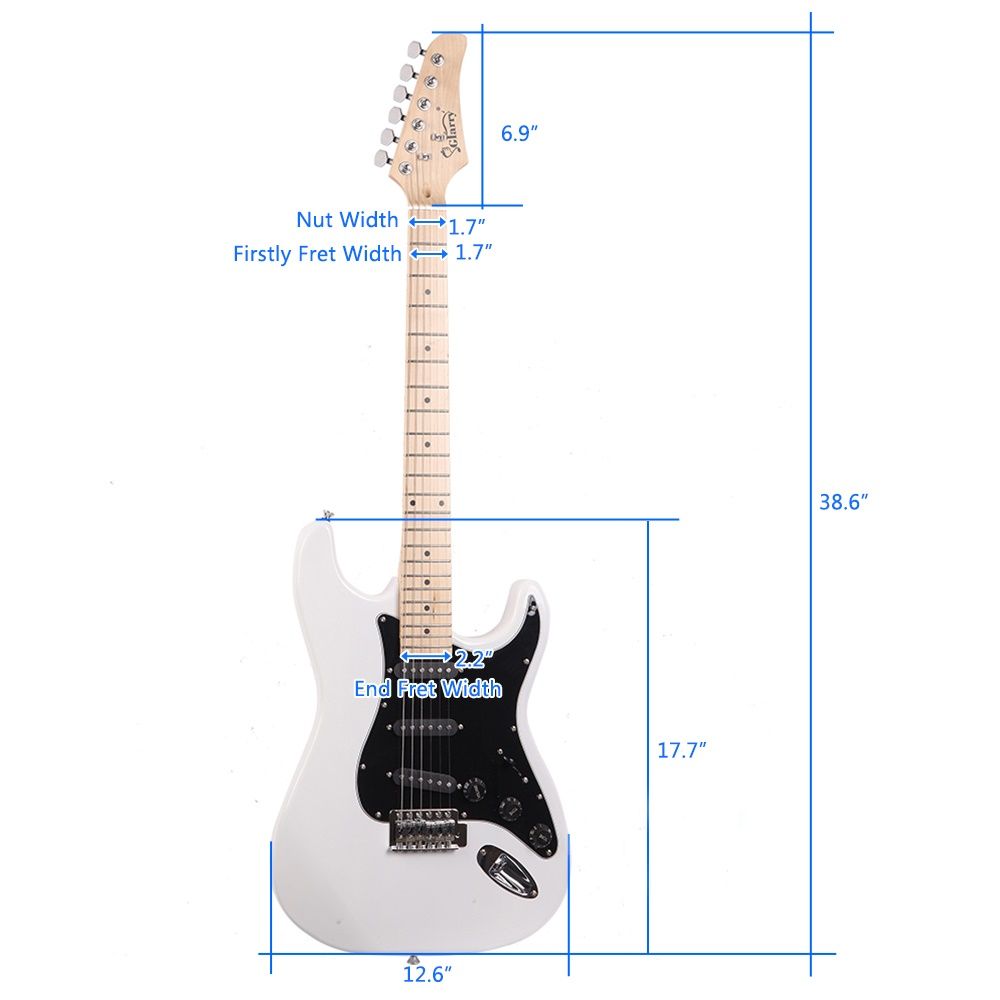 Glarry GST Stylish Electric Guitar Kit with Black Pickguard White - anydaydirect