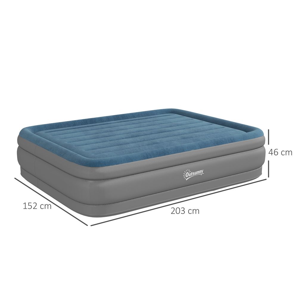 Outsunny Queen Inflatable Mattress with Electric Pump, 203 x 152 x 46cm - anydaydirect