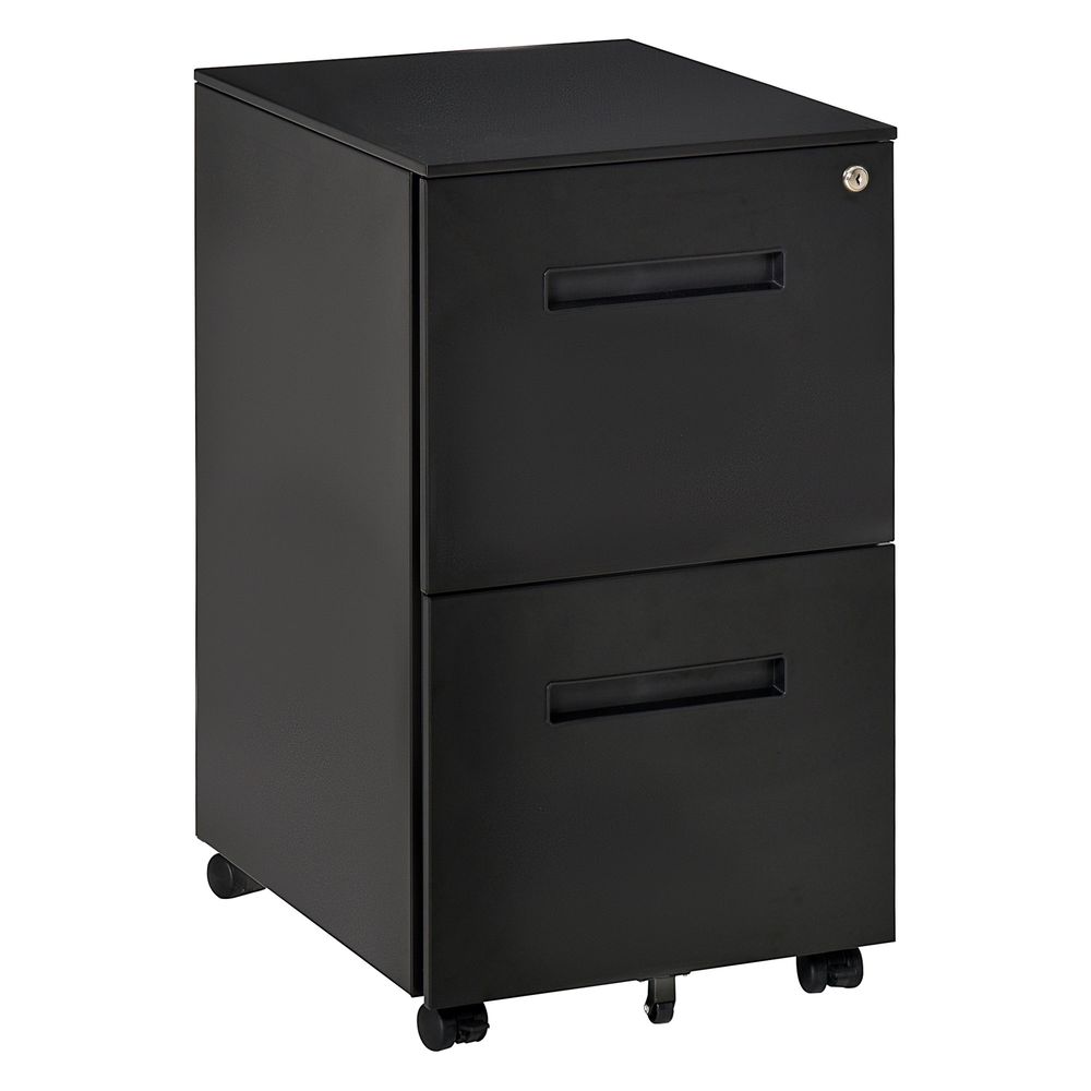 Mobile Lockable File Cabinet w/ Adjustable Hanging File Folder Black Vinsetto - anydaydirect