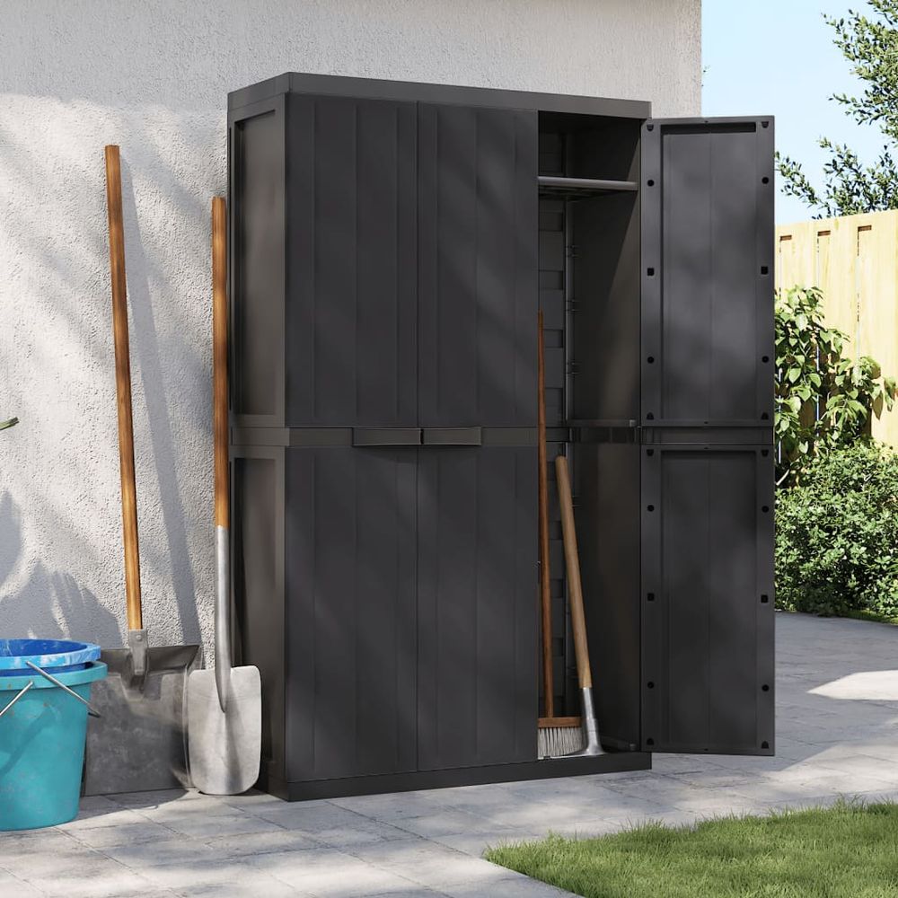 vidaXL Outdoor Storage Cabinet Black 97x37x165 cm PP - anydaydirect