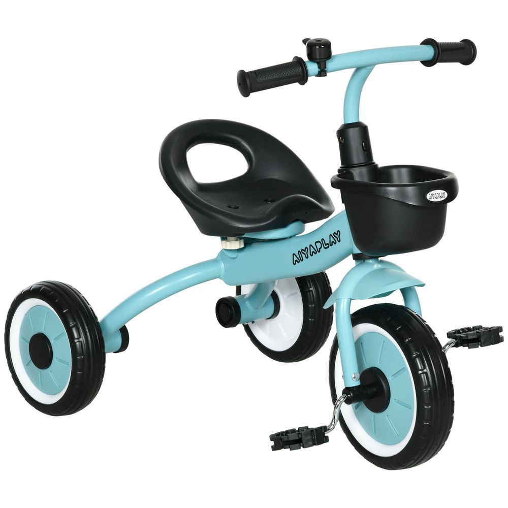 AIYAPLAY Trike with Adjustable Seat Basket Kids Tricycle for 2-5 Years Old Blue - anydaydirect