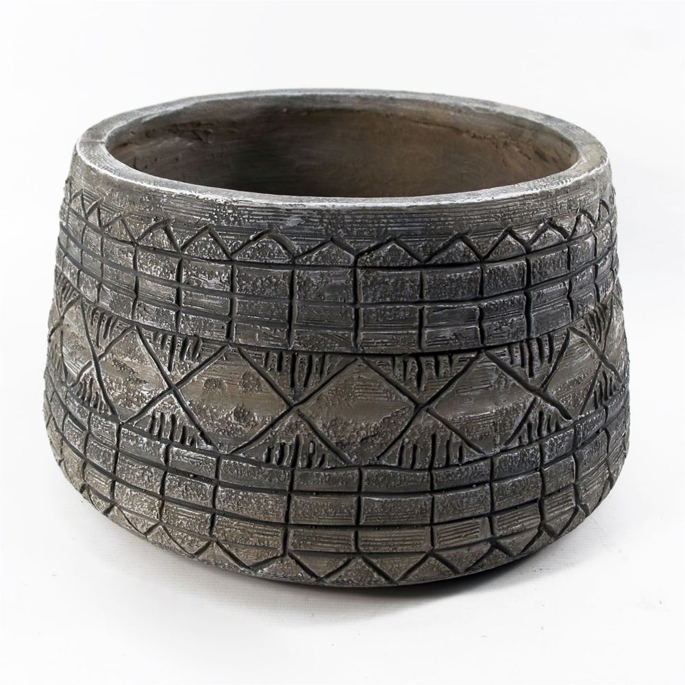 22cm x 37cm Large Grey Gliese Embossed Planter - anydaydirect