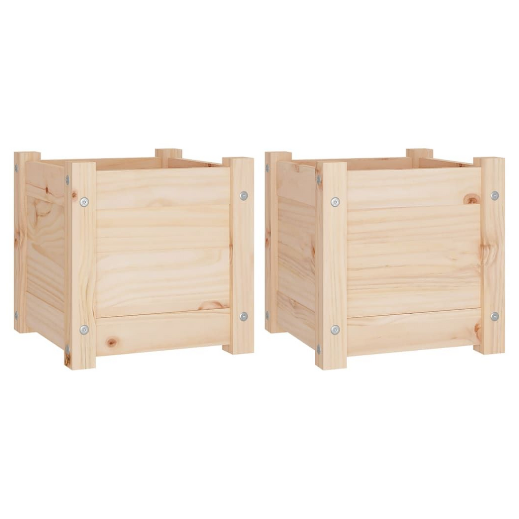 vidaXL Garden Planters 2 pcs 31x31x31 cm Solid Pinewood - anydaydirect