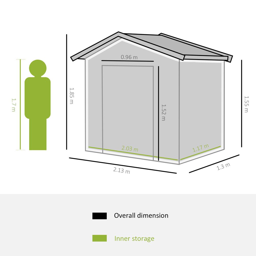 Metal Garden Shed with Locking Doors and Floor Foundation - anydaydirect