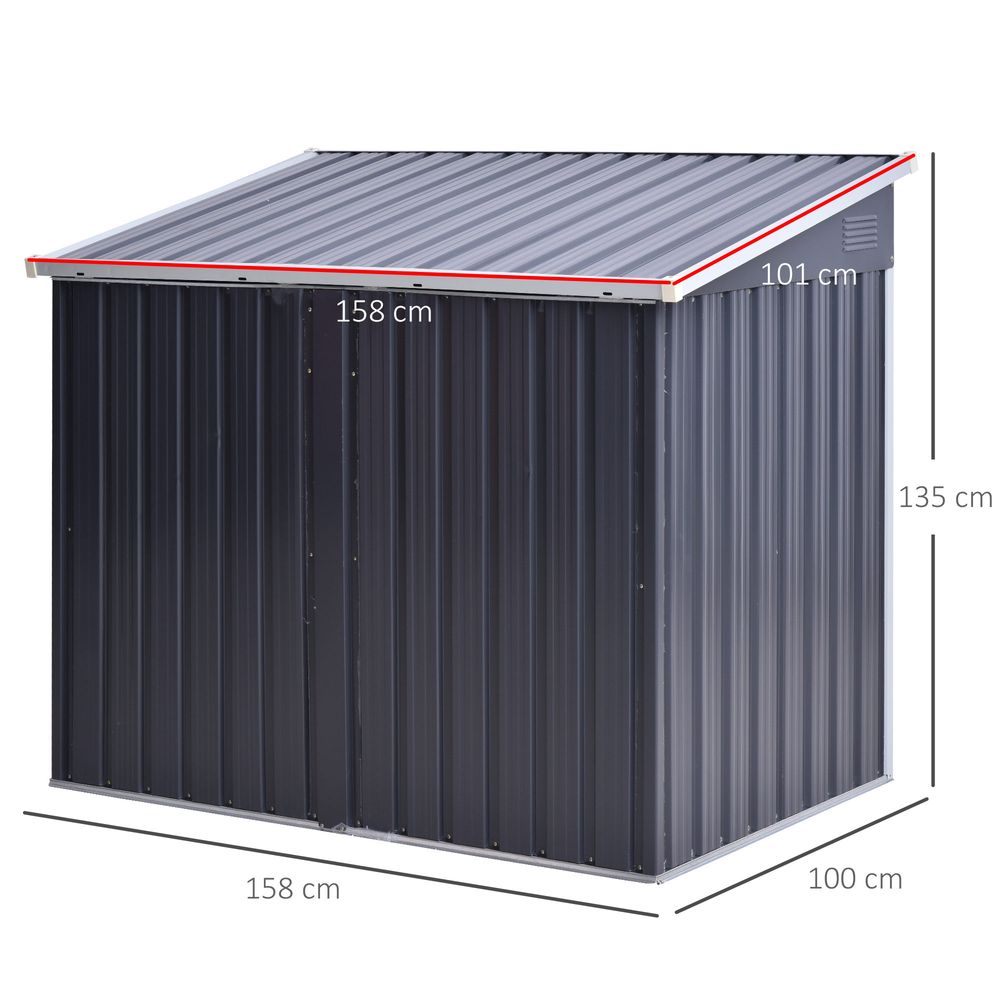 Steel Garden Storage Shed Double Door & Lid Dustbin Rubbish Cover 2 Trash Can - anydaydirect