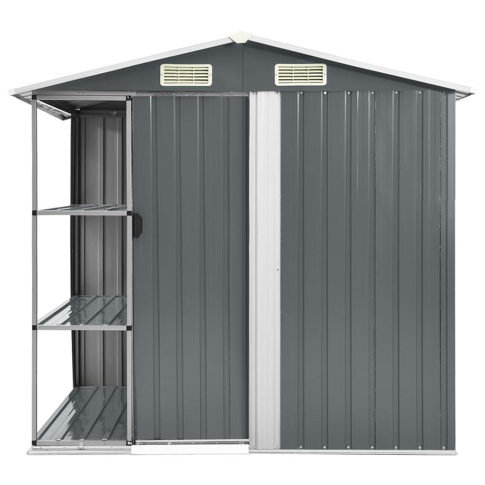 Outdoor Iron Garden Shed with Rack - Grey, 205x130x183 cm - anydaydirect