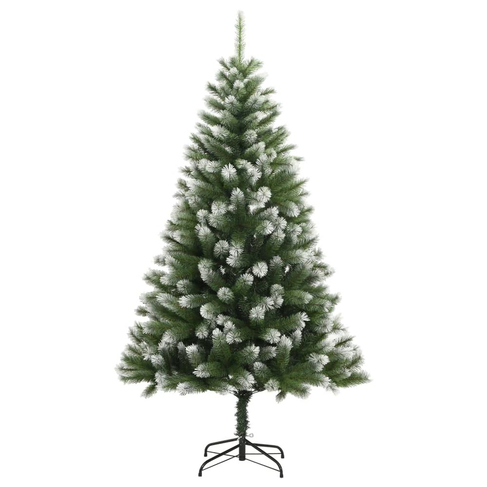 vidaXL Artificial Hinged Christmas Tree with Flocked Snow 4ft to 8ft - anydaydirect