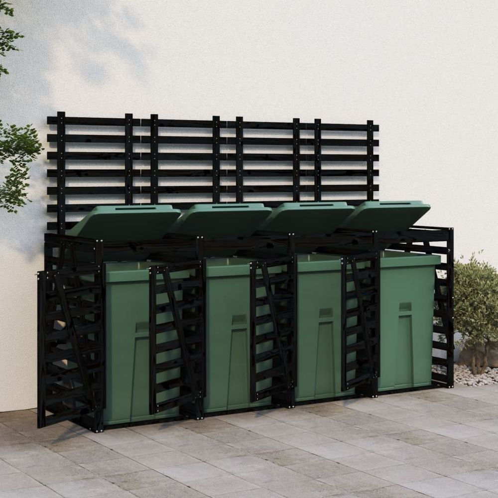 vidaXL Quadruple Wheelie Bin Storage White Solid Wood Pine - anydaydirect