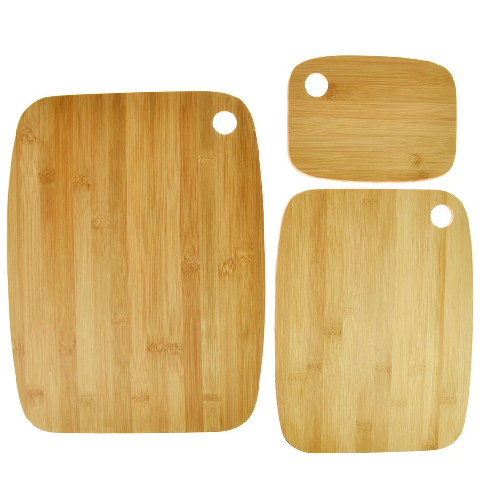 Bamboo Chopping Board Set Solid Wooden Cutting Serving Platter Kitchen Food - anydaydirect