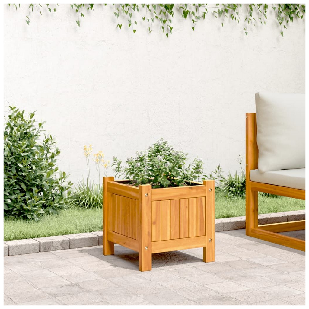 vidaXL Garden Planter with Liner 31x31x30 cm Solid Wood Acacia - anydaydirect