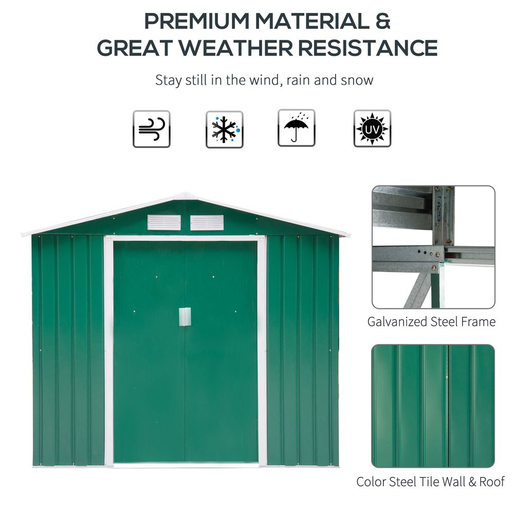 Metal Garden Shed with Locking Doors and Floor Foundation - anydaydirect