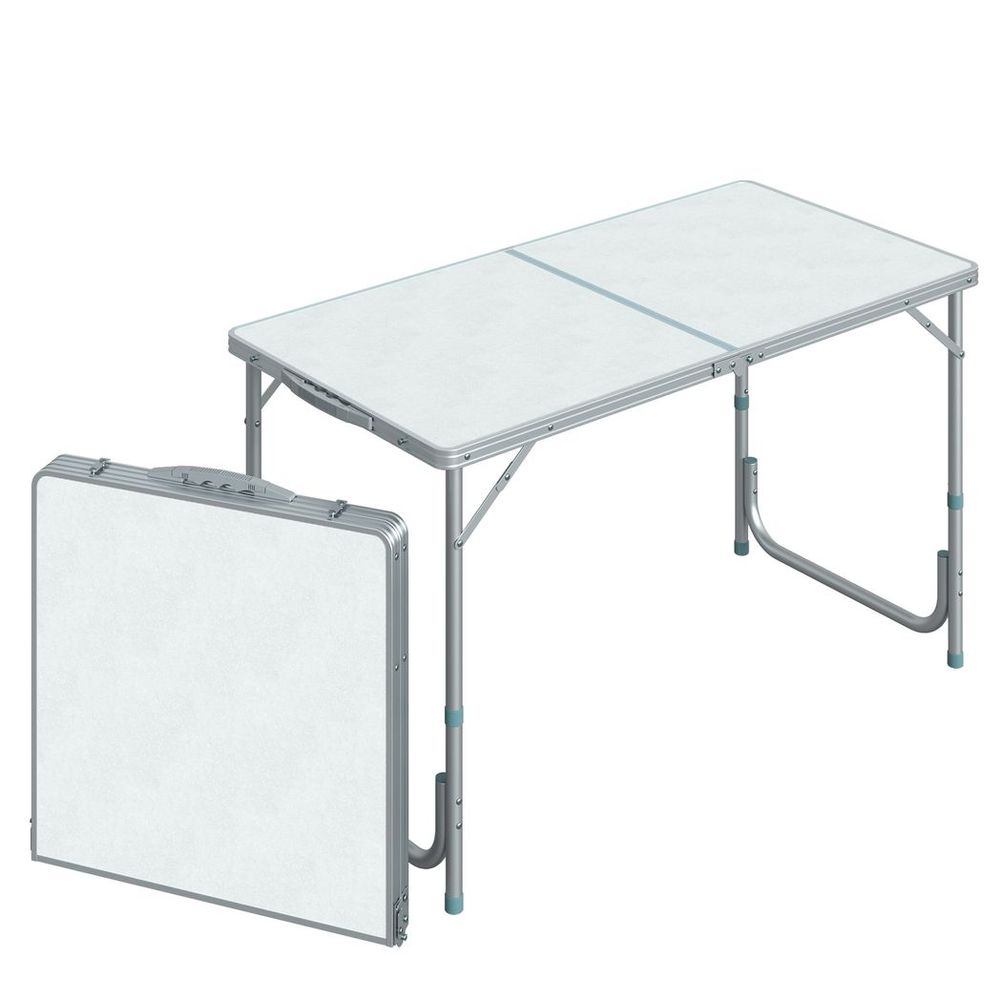 Outsunny 4ft Aluminium Portable Folding Camping Picnic Table Outdoor Garden - anydaydirect