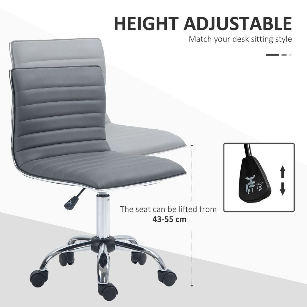 HOMCOM Armless Mid-Back Adjustable Office Chair with 360 Swivel Dark Grey - anydaydirect