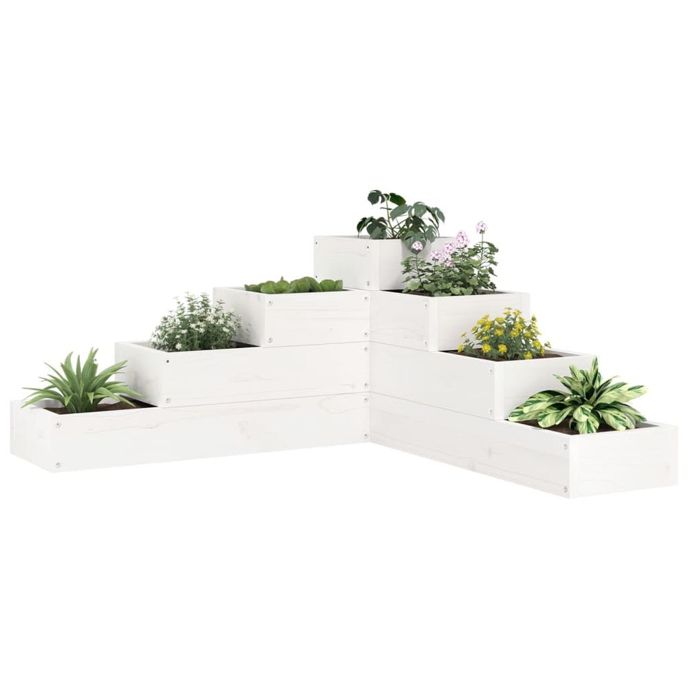 vidaXL Garden Planter 4-Tier 80.5x79x36 cm White Solid Wood Pine - anydaydirect