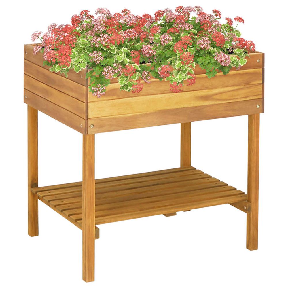 vidaXL Raised Garden Planter 78.5x58.5x78.5 cm Solid Acacia Wood - anydaydirect