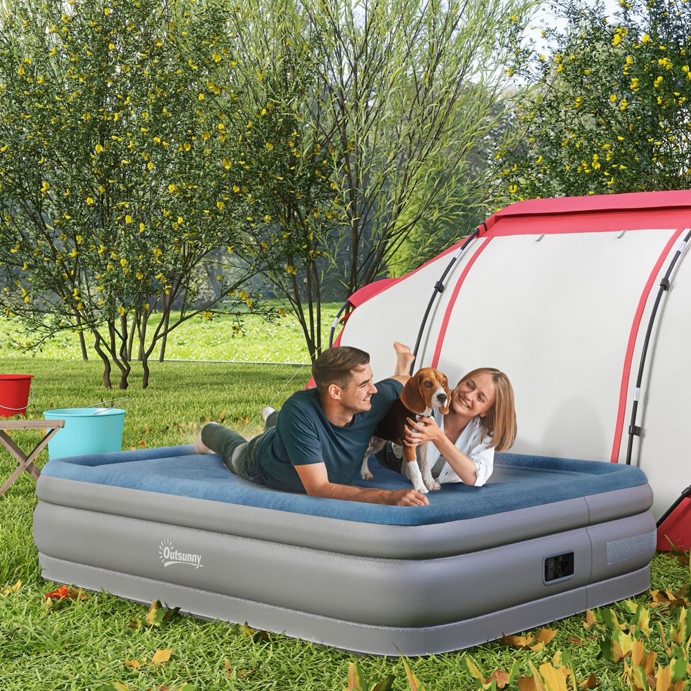 Outsunny Queen Inflatable Mattress with Electric Pump, 203 x 152 x 46cm - anydaydirect