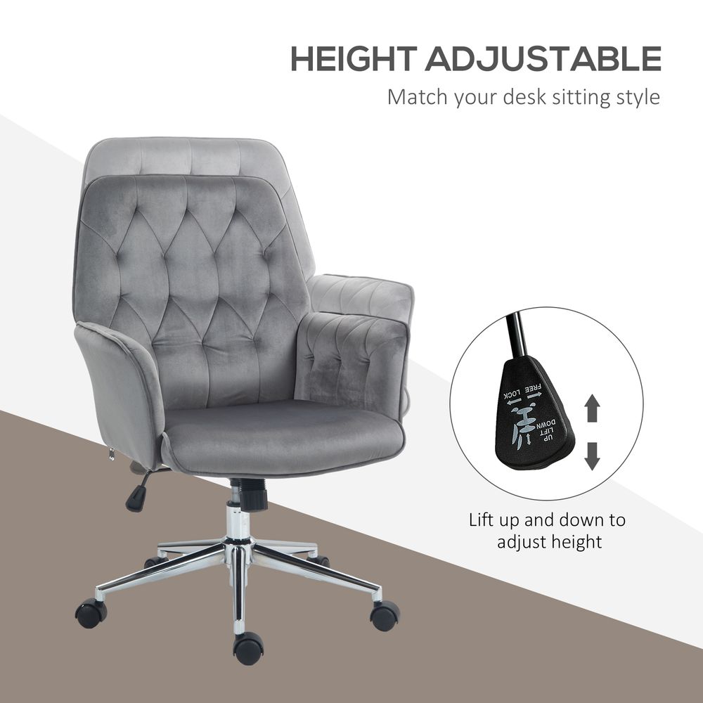 Vinsetto Swivel Computer Chair w/ Arm Modern Style Tufted Home Office Dark Grey - anydaydirect