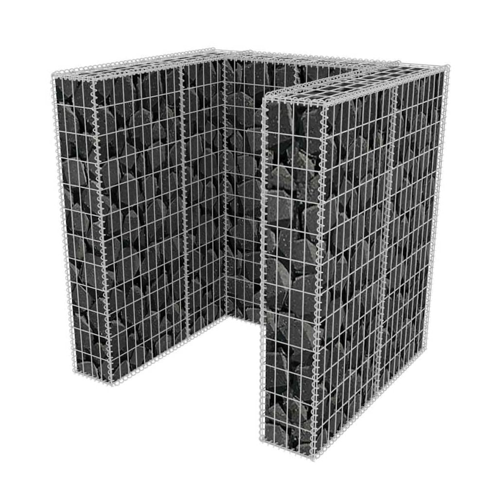 vidaXL Gabion Single Double or Triple Wheelie Bin Surround Steel 110x100x120 cm - anydaydirect