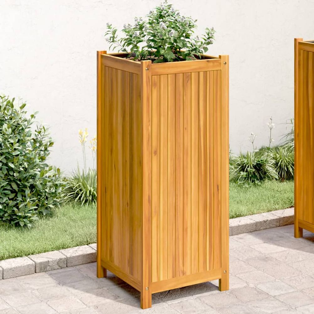 vidaXL Garden Planter with Liner 31x31x30 cm Solid Wood Acacia - anydaydirect