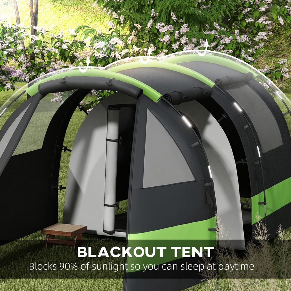 Outsunny Blackout Camping Tent with Bedroom & Living Room for 4-5 Person, Black - anydaydirect