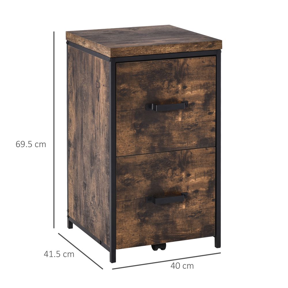 70cm Vertical Office Filing Cabinet w/ 2 Drawer, Hanging File Folder Vinsetto - anydaydirect