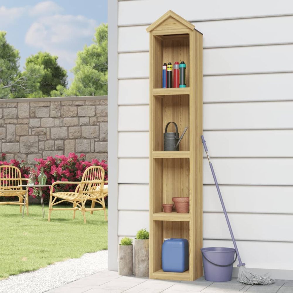 Durable Pinewood Garden Tool Shed with Shelves and Weatherproof Roof - anydaydirect