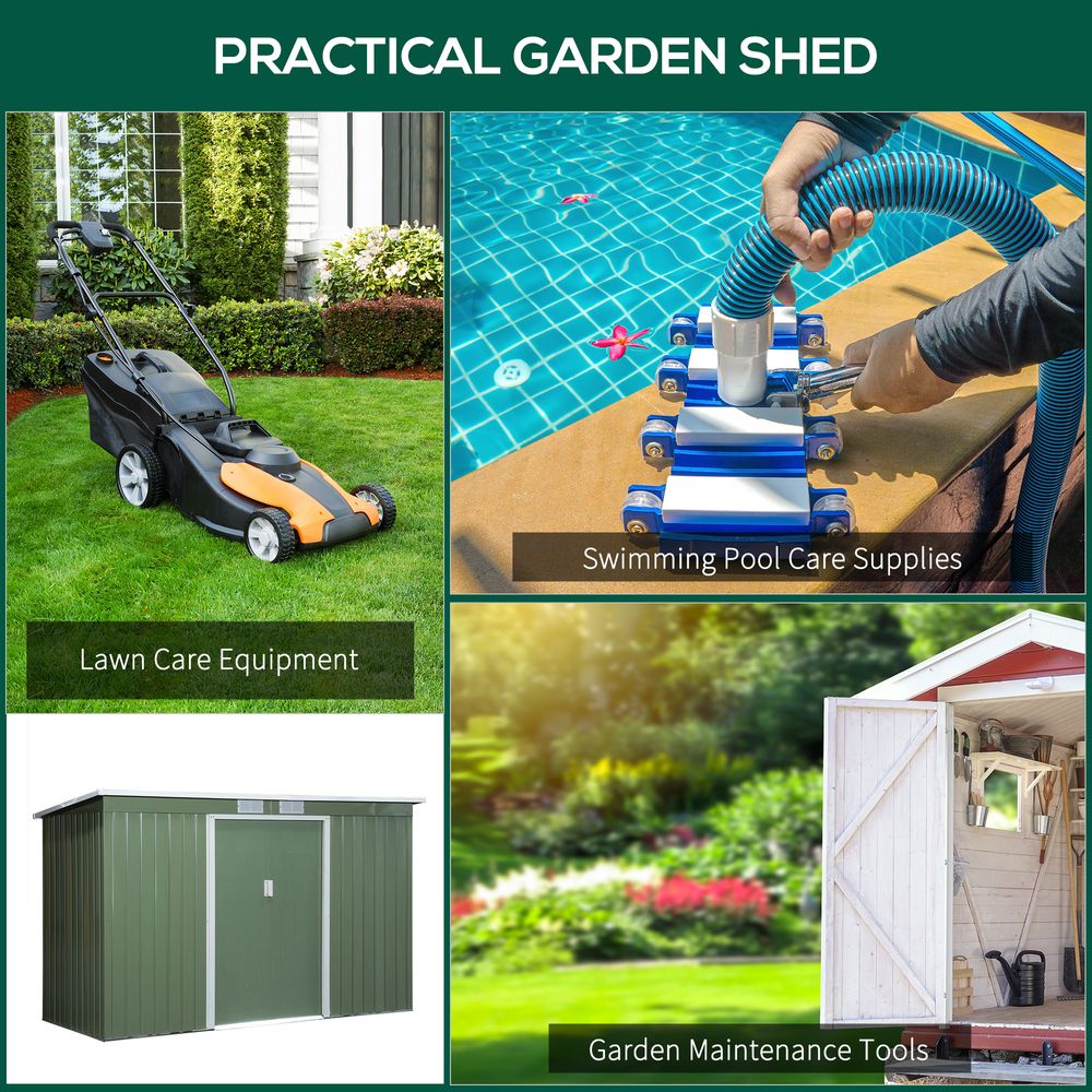 Durable 9x4ft Corrugated Metal Shed with Ventilated Doors - Green - anydaydirect