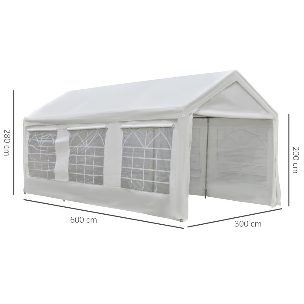 20 x 10  Car Tent Outdoor Car Canopy Shelter Water-Resistant Sidewall White - anydaydirect