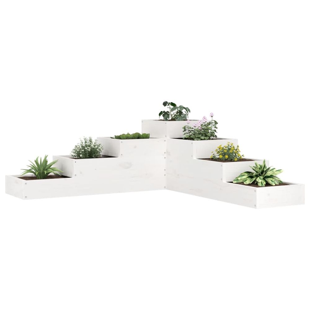 vidaXL Garden Planter 4-Tier 80.5x79x36 cm White Solid Wood Pine - anydaydirect