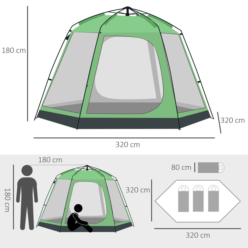 6 Person Camping Tent 2-Tier Pop-up Tent w/ Portable Carry Bag Outsunny - anydaydirect