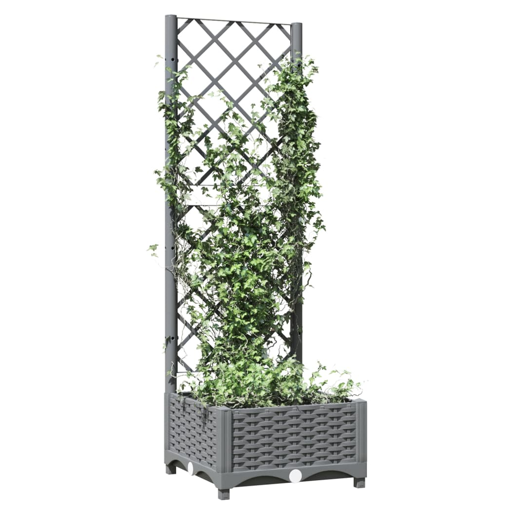 Garden Planter with Trellis Light Grey 40x40x121.5 cm PP - anydaydirect